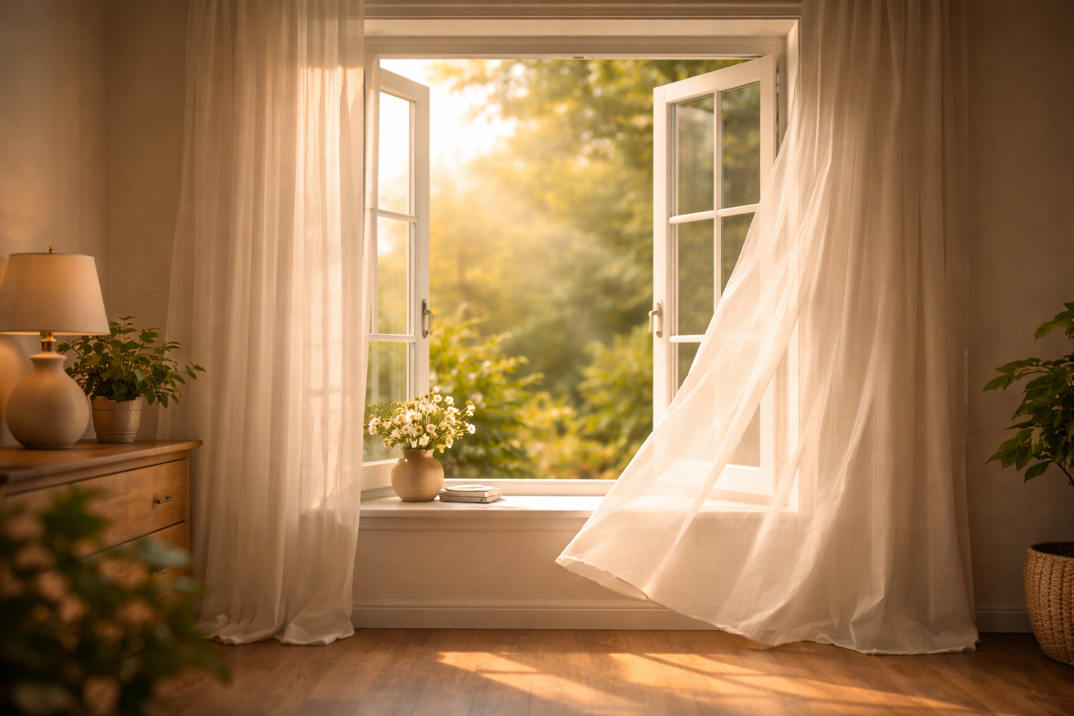 An open window with soft light, symbolizing the openness and ease of relational steadiness.