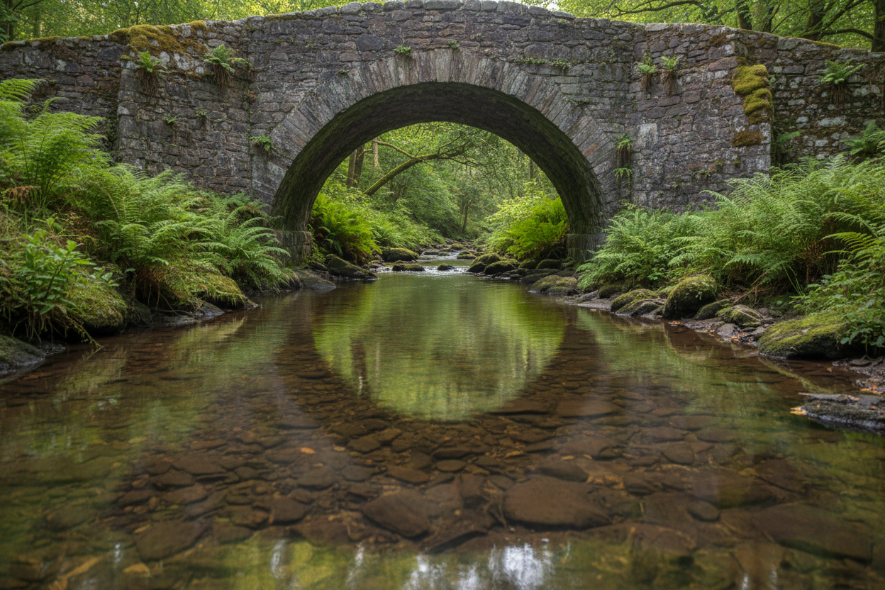 A stone bridge over a peaceful stream, representing the path of relationships and communication.